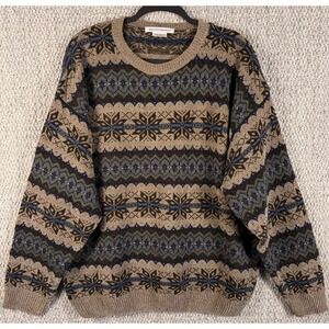 VTG 90's Knightsbridge Mens L Fair Isle Nordic Grandpa Sweater Geometric Korea